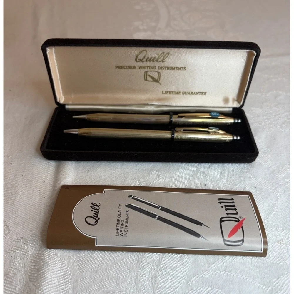 Quill Gold Filled Ballpoint Pen & Mechanical Pencil Set TEN YEARS OF SERVICE